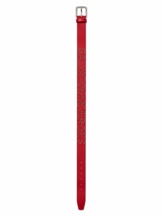 SALVATION NEVER DIES STUDDED BELT (RED)